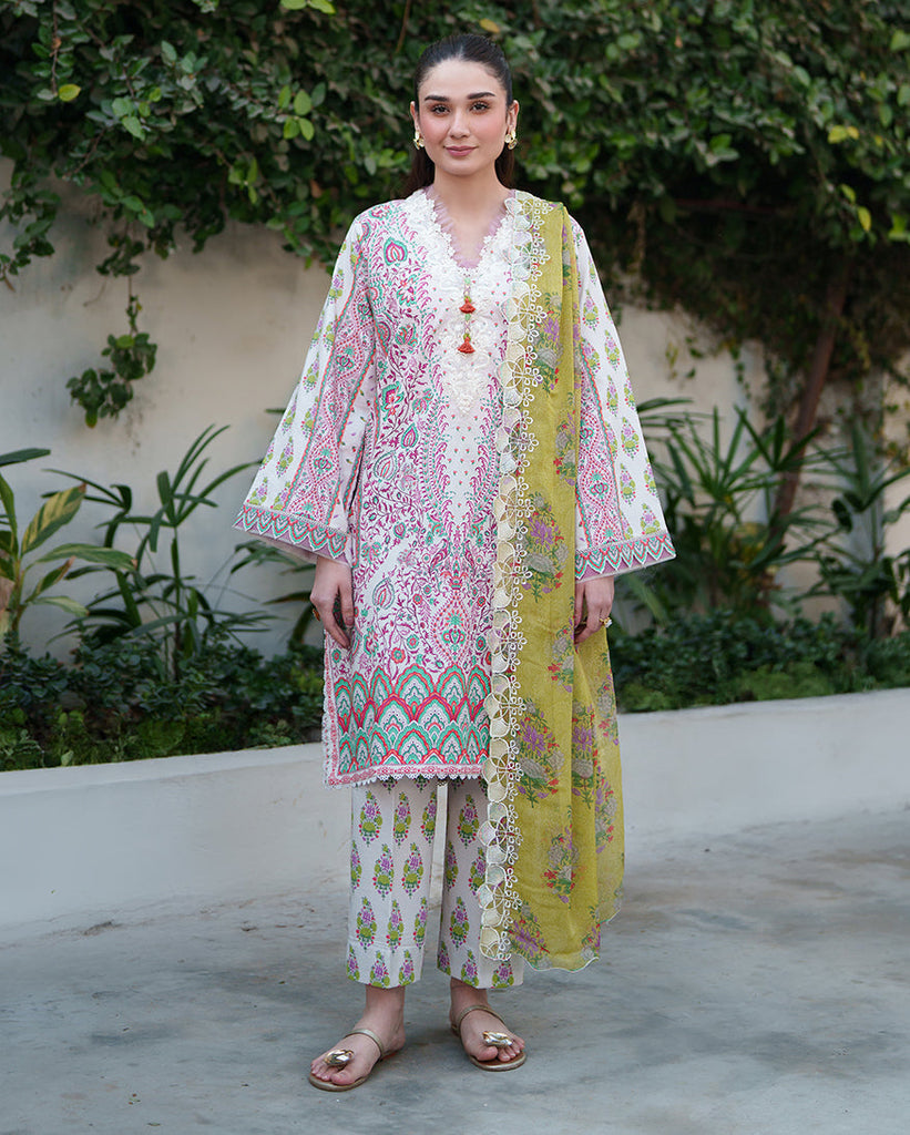Roheenaz Whispered Florals Lawn – Lily Drift