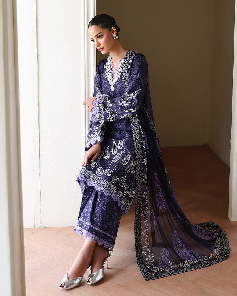 Roheenaz Eclat Garden Printed Lawn – Orchid Garden