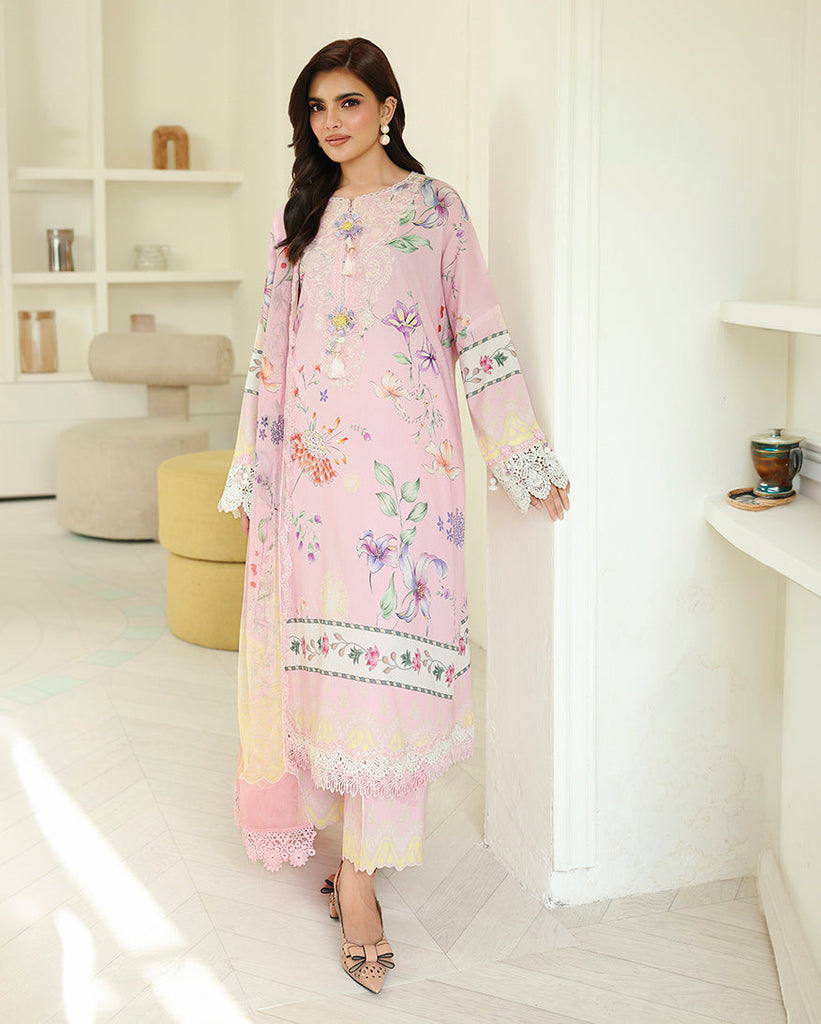 Roheenaz Petals in Print Lawn – Pink Veil