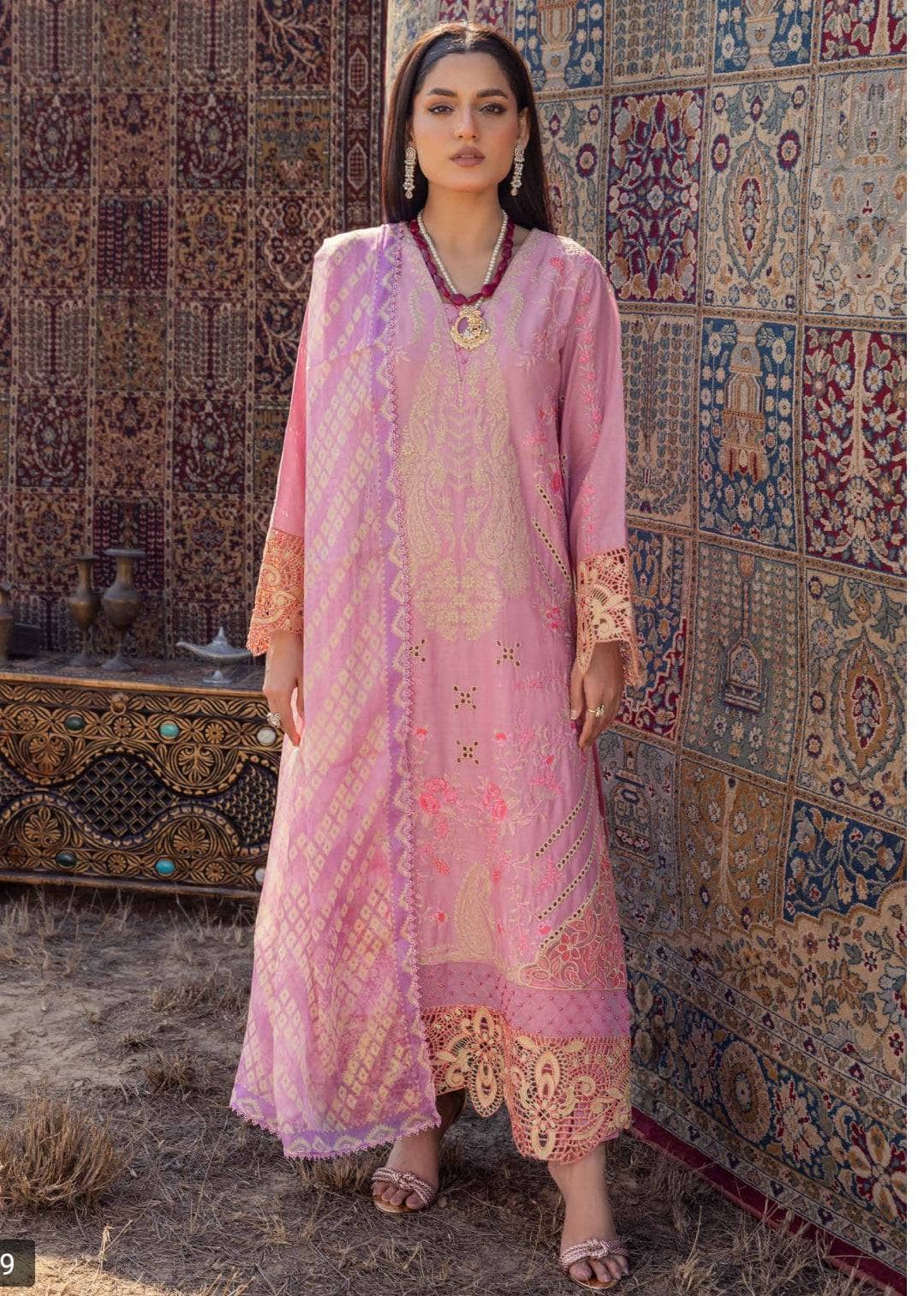 Libas Design Adan's Libas Pink Embroidered Lawn Pakistani Suit - Design 02 ...