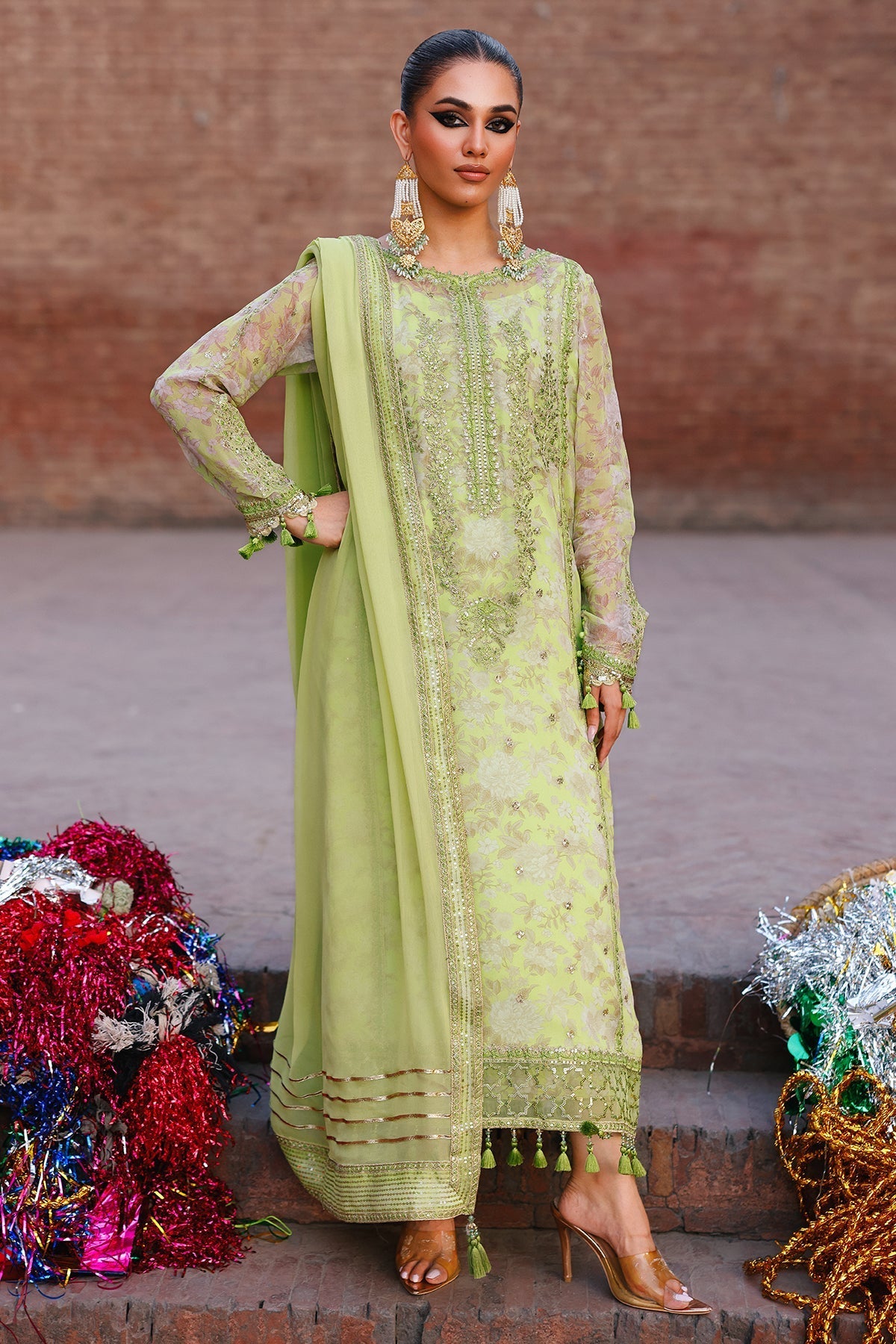 charizma green dress Charizma CMA-5-139 GREEN Farshi Shalwar 2025 Sara Clothes