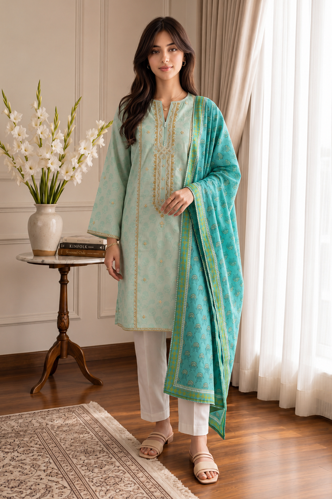 Zellbury Summer RTW – Embroidered Kurta Trouser - 2424