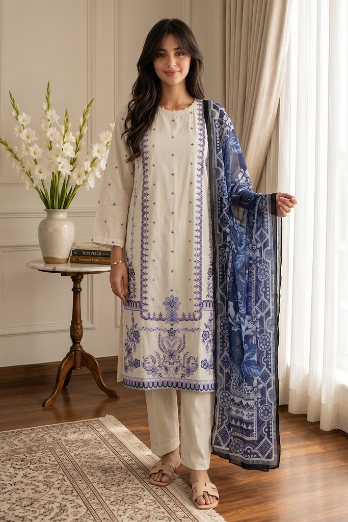 Zellbury Summer RTW – Embroidered Kurta Dupatta Trouser - 2207