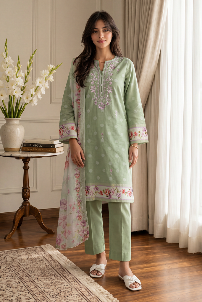 Zellbury Summer RTW – Embroidered Kurta Dupatta Trouser - 3200