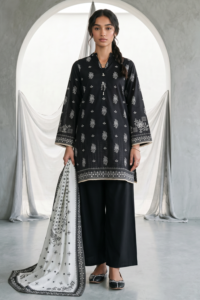 Zellbury Monochrome Lawn – Shirt Shalwar Dupatta - 0938
