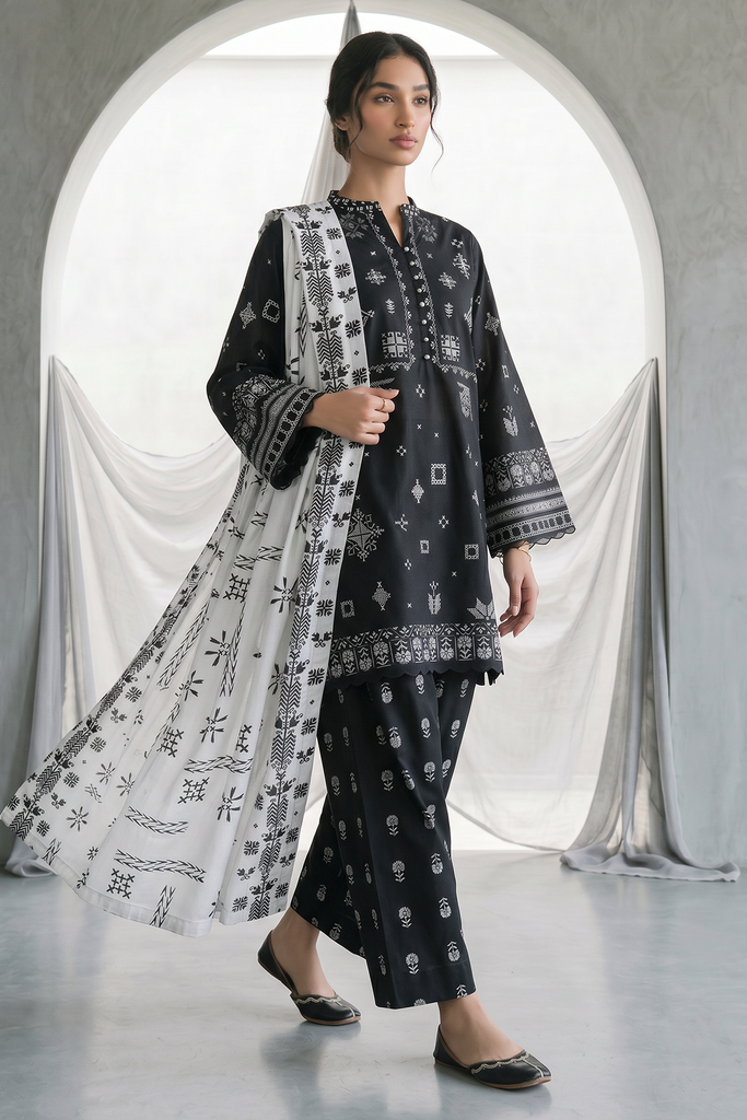 Zellbury Monochrome Lawn – Shirt Shalwar Dupatta - 0957