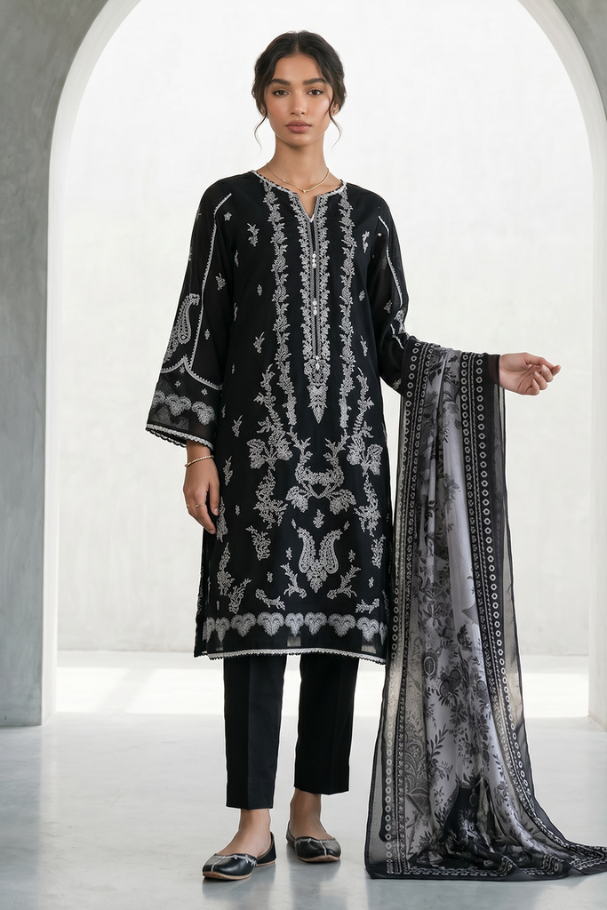 Zellbury Monochrome – Shirt Shalwar Dupatta - 1028