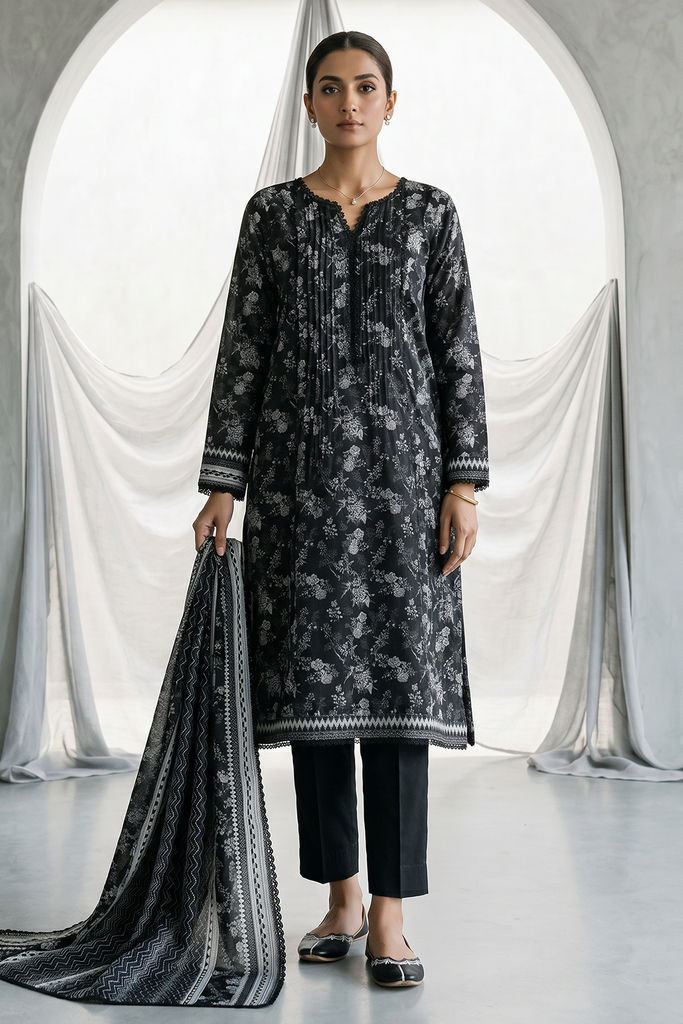Zellbury Monochrome Lawn – Shirt Shalwar Dupatta - 1080