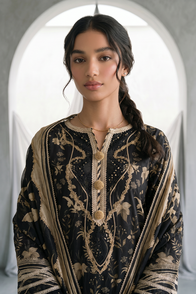 Zellbury Monochrome Lawn – Shirt Shalwar Dupatta - 1135