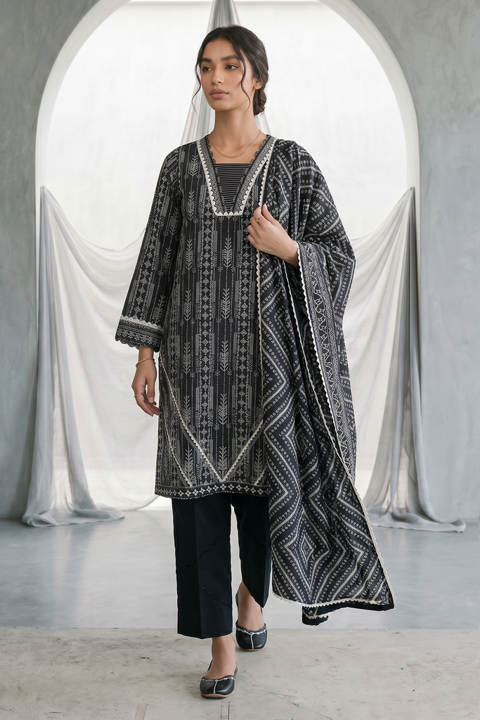 Zellbury Monochrome Lawn – Shirt Shalwar Dupatta - 1142