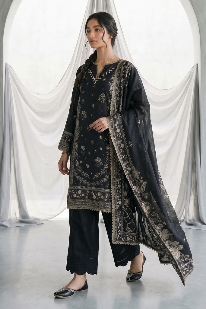 Zellbury Monochrome Lawn – Shirt Shalwar Dupatta - 1158