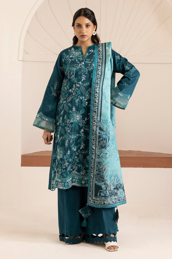 Zellbury Cotton Satin – Embroidered Shirt Shalwar Shawl - 0260