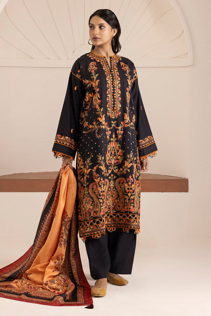 Zellbury Cotton Satin – Embroidered Shirt Shalwar Shawl - 0264