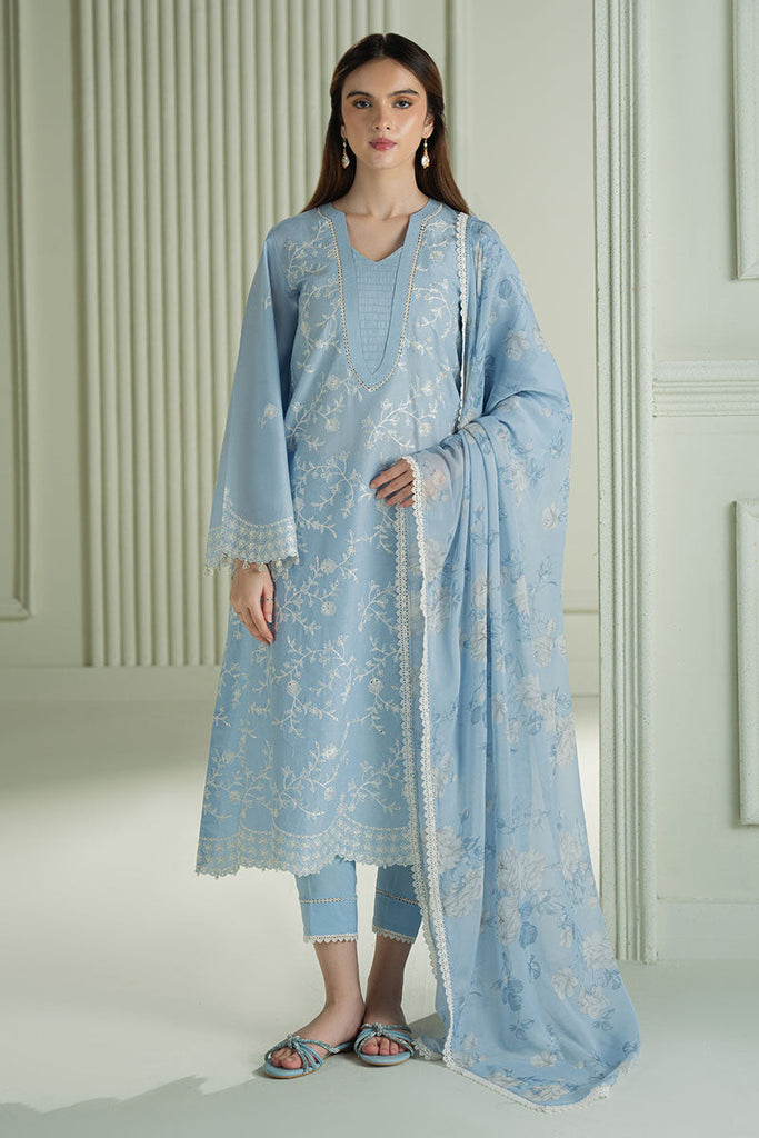 Cross Stitch Mahiri – Lavender Blue - 3pc Embroidered Lawn Suit