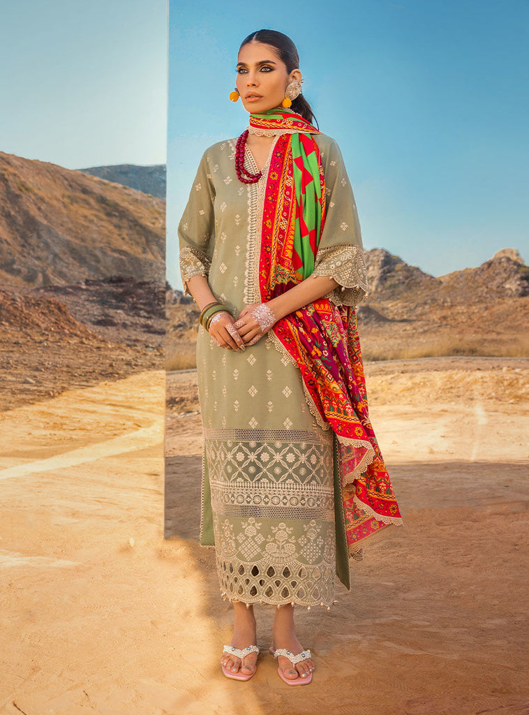 10b Zainab Chottani Laal'En 10B Green Chikankari Pakistani Lawn Suit ...
