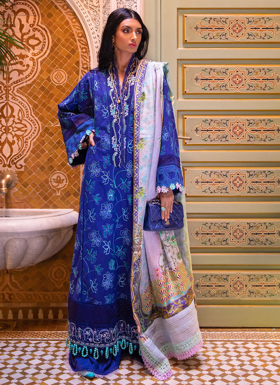 Farah Talib Aziz Luxury Lawn Collection 2023 Jardin Blue YourLibaas Farah Talib Aziz Luxury Lawn Collection 2023 Jardin Blue YourLibaas