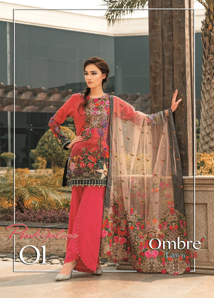 Ombre Lawn Collection 2018 – Pink Galore
