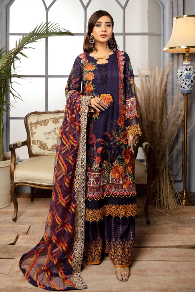 Adan's Libas Fluorite Digital Printed & Schiffli Embroidered Lawn Collection – Bazel Glow