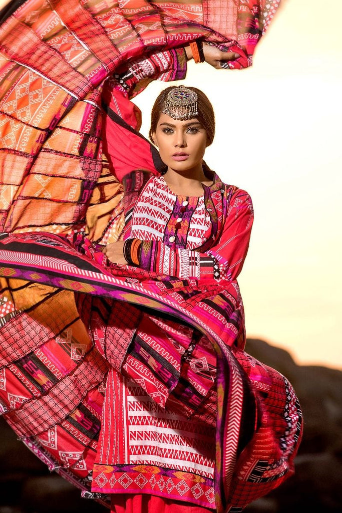 Gul Ahmed Gypsy Collection 2018 – Red 3 Pc Printed GL-10