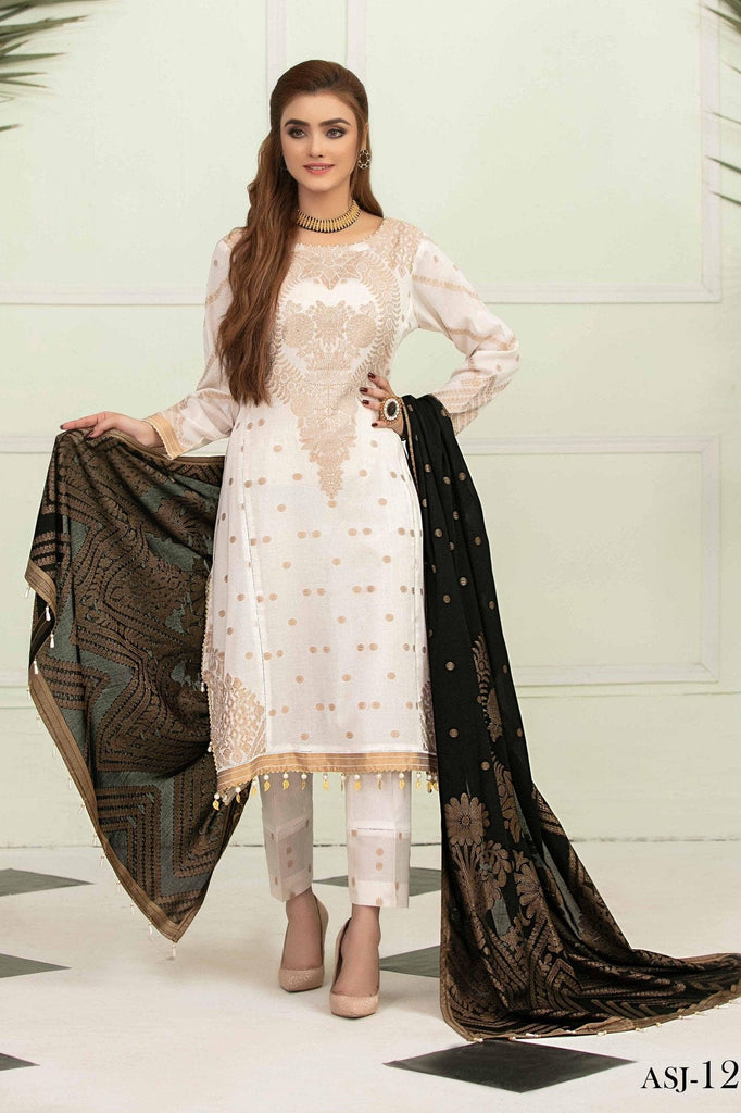 Amna Sohail by Tawakkal Fabrics – Marigold Broshia Banarsi Collection – ASJ-1234