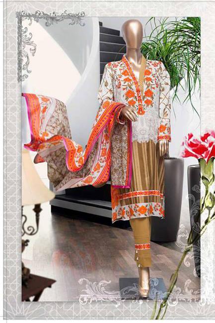 HZ Textiles Diamond Classic Lawn Collection Vol-2 – Design 12 Brown