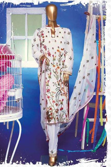 HZ Textiles Regalia Swiss Embroidered Festive Eid Collection – Design 13  Cream