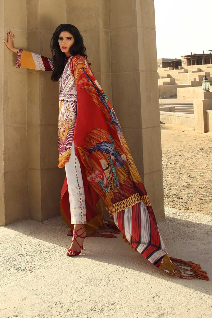 Faraz Manan Luxury Lawn Collection 2019 – Design 17