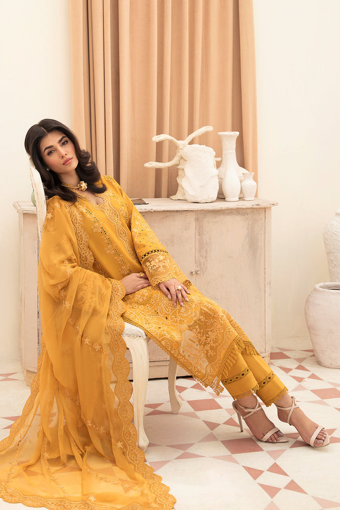 Afrozeh Festive Chikankari Lawn Collection – Goldenrod