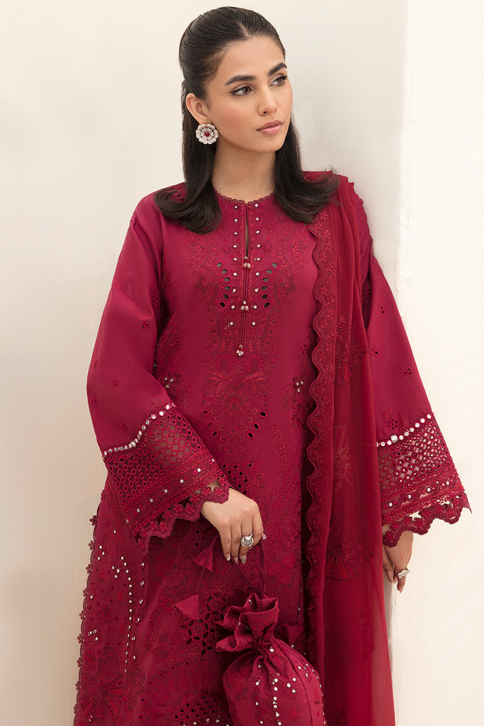 Afrozeh Festive Chikankari Lawn Collection – Claret