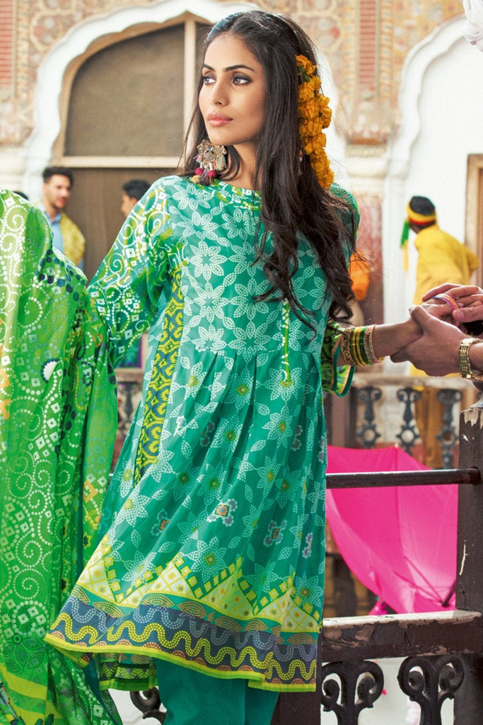 Gul Ahmed Summer 2017 - Green 3 PC Printed Lawn Dress CL-248 B