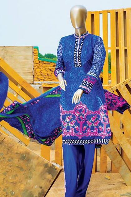 HZ Textiles Diamond Classic Lawn Collection – Design 20 Mid Blue