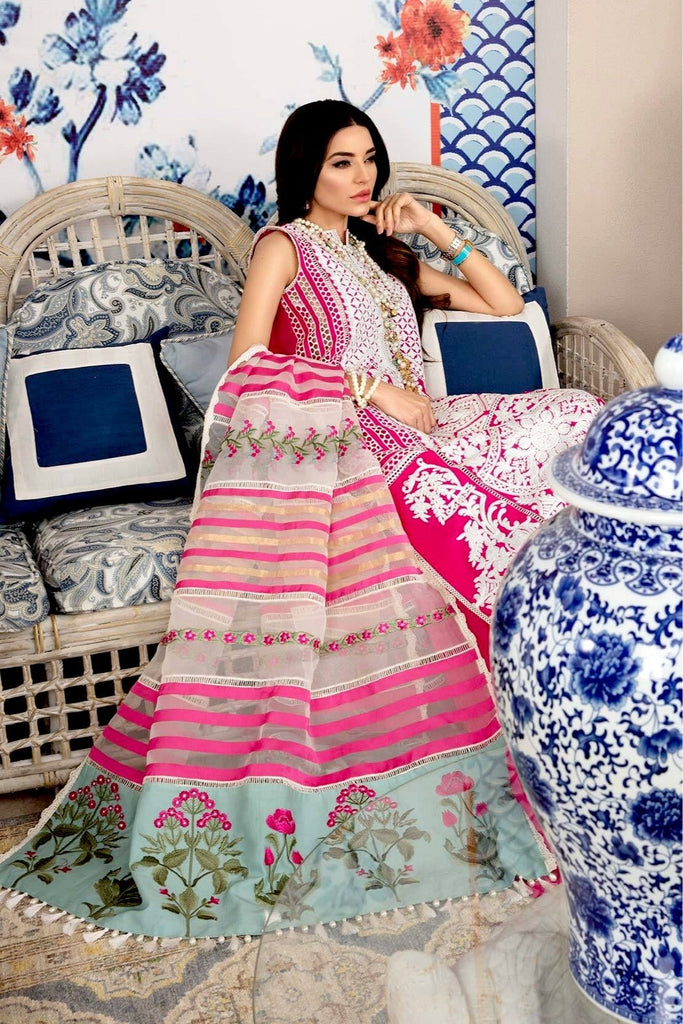 Crimson by Saira Shakira Luxury Lawn Collection 2021 – D3-A - Modern Memsaab - Fuchsia