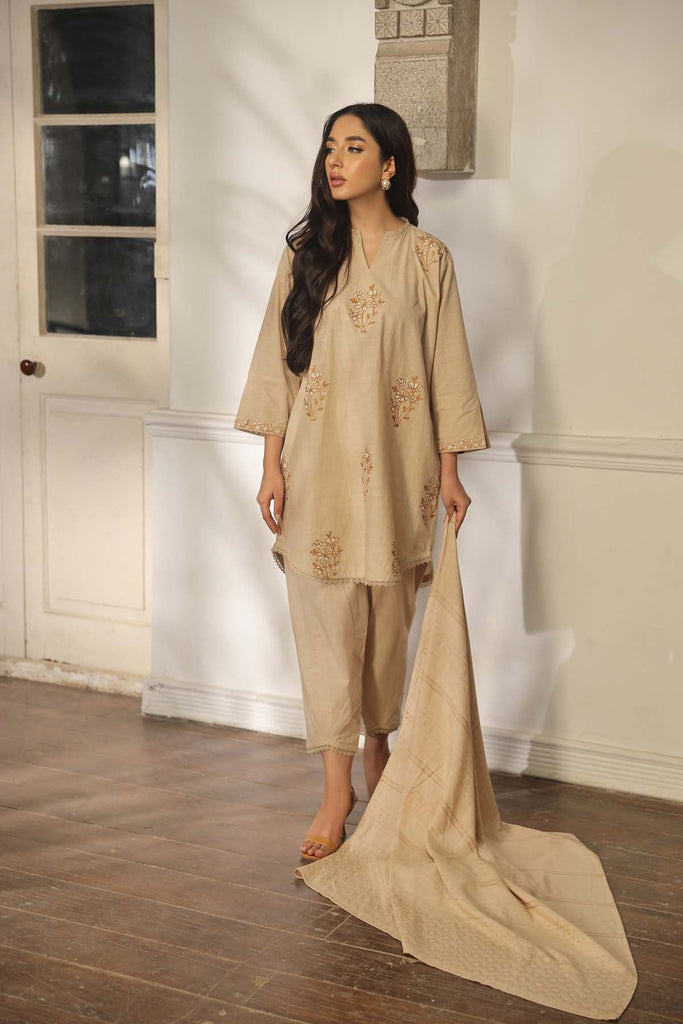 Sahar Embroidered Cross Hatch 3 Piece Collection – SD-V2-23-05