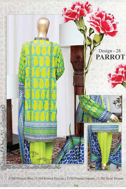 HZ Textiles Diamond Classic Lawn Collection Vol-2 – Design 28 Parrot