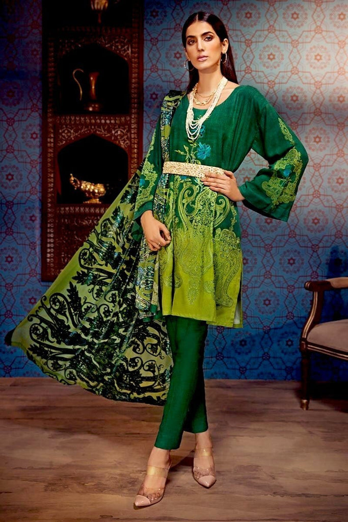 Gul Ahmed Winter Collection – 3 PC Embroidered Suit with Nylon Velvet Dupatta MV-15