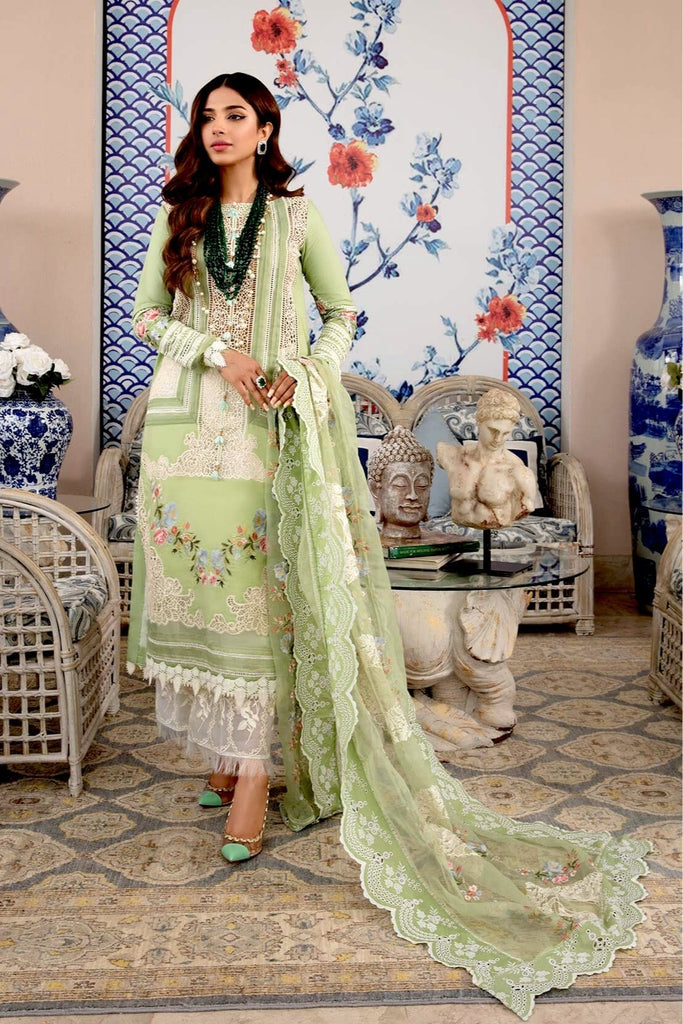 Crimson by Saira Shakira Luxury Lawn Collection 2021 – D5 -A - Lace Galore - Mint