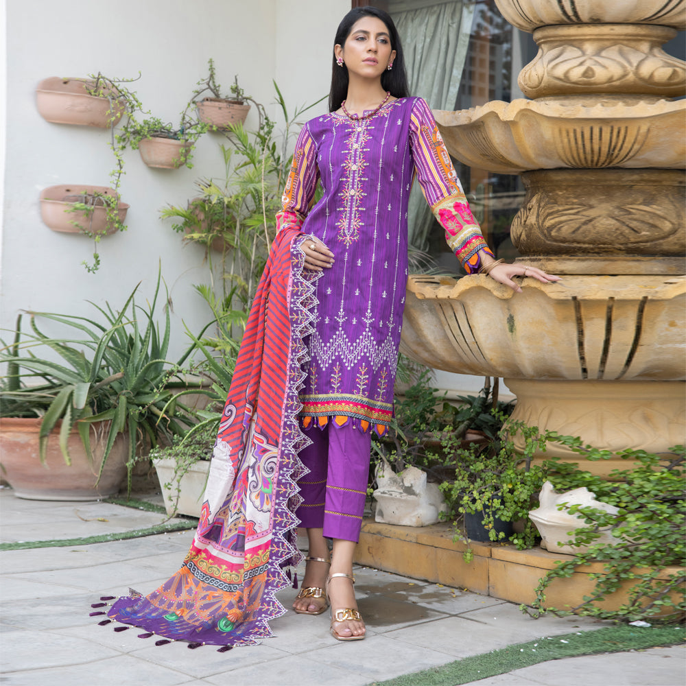 Salina Printed Lawn Collection with Cutwork Dupatta – SCWV3-7