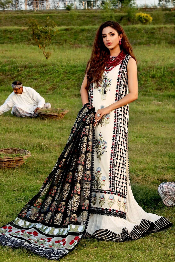 Crimson by Saira Shakira Luxury Lawn Collection 2021 – D8-A - Samarkand - Ivory