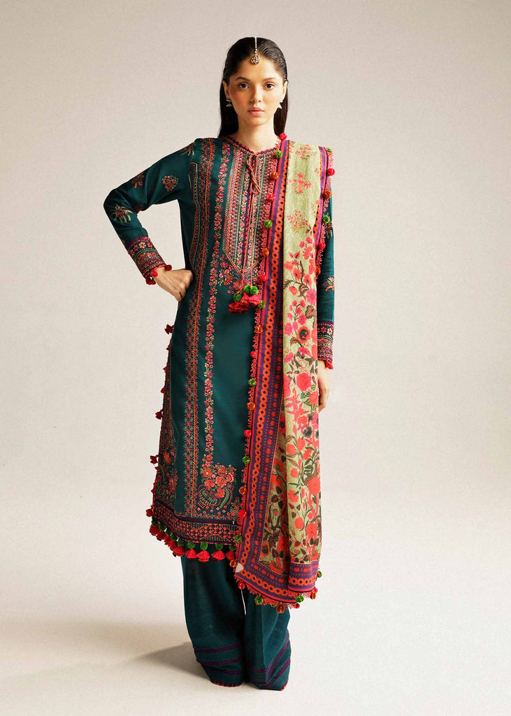 Hussain Rehar Winter Collection with Shawl –  Teal