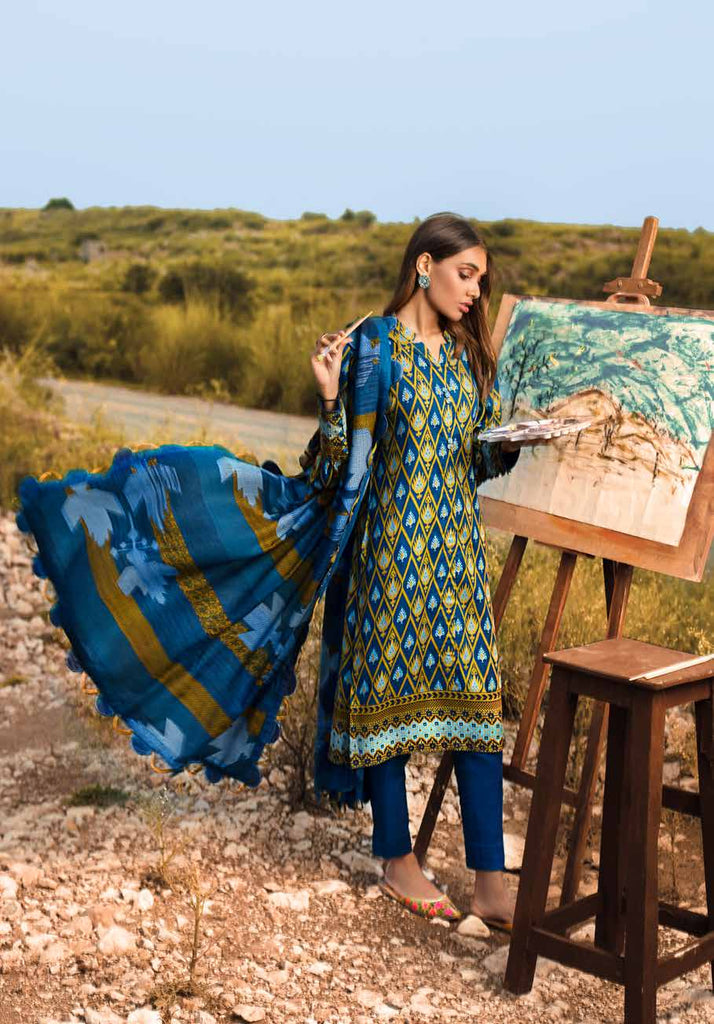 Gul Ahmed Winter Collection 2021 · 3 PC Khaddar Suit with Pashmina Shawl – AP-12058