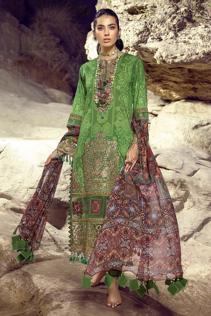 Adan's Libas Wadi-e-Soan Lawn Collection Garnet Dazzle Green-07