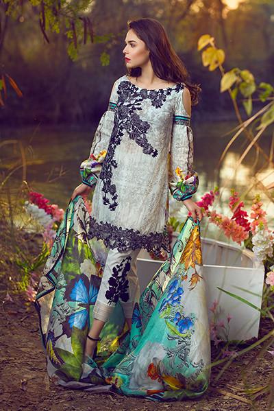 Asifa & Nabeel Lawn Collection 2017 – Silver blaze – T3