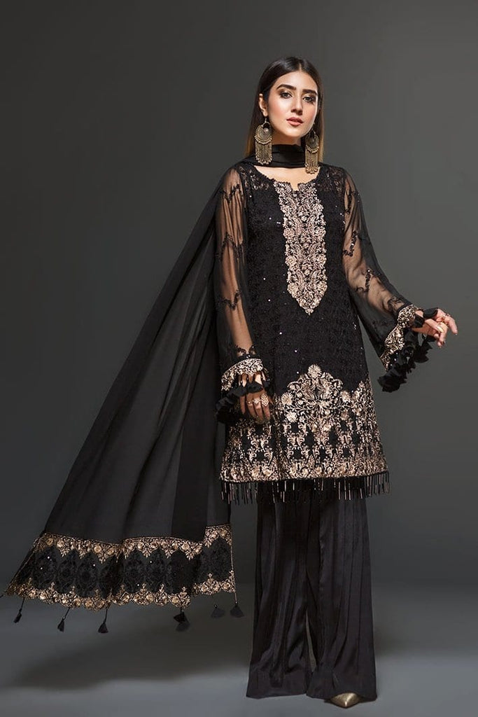 Zarif Embroidered Chiffon Collection 2019 – Mist Black