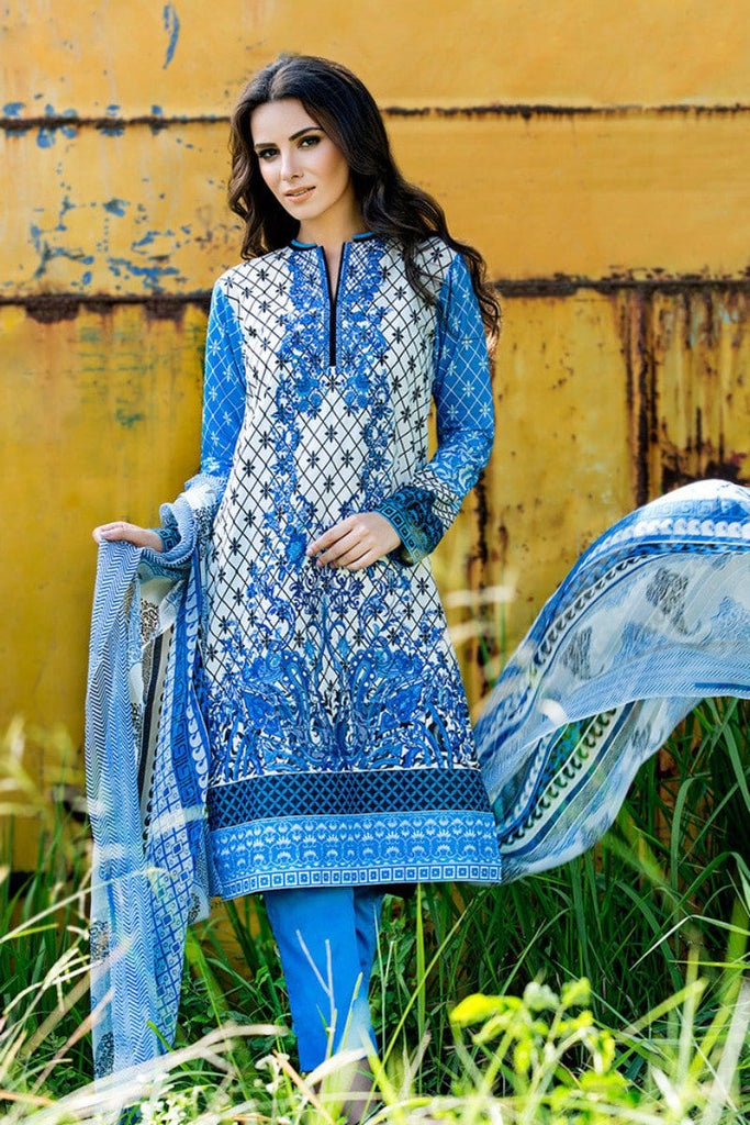 Gul Ahmed Blue La Chiffon – C-452 - YourLibaas
 - 1