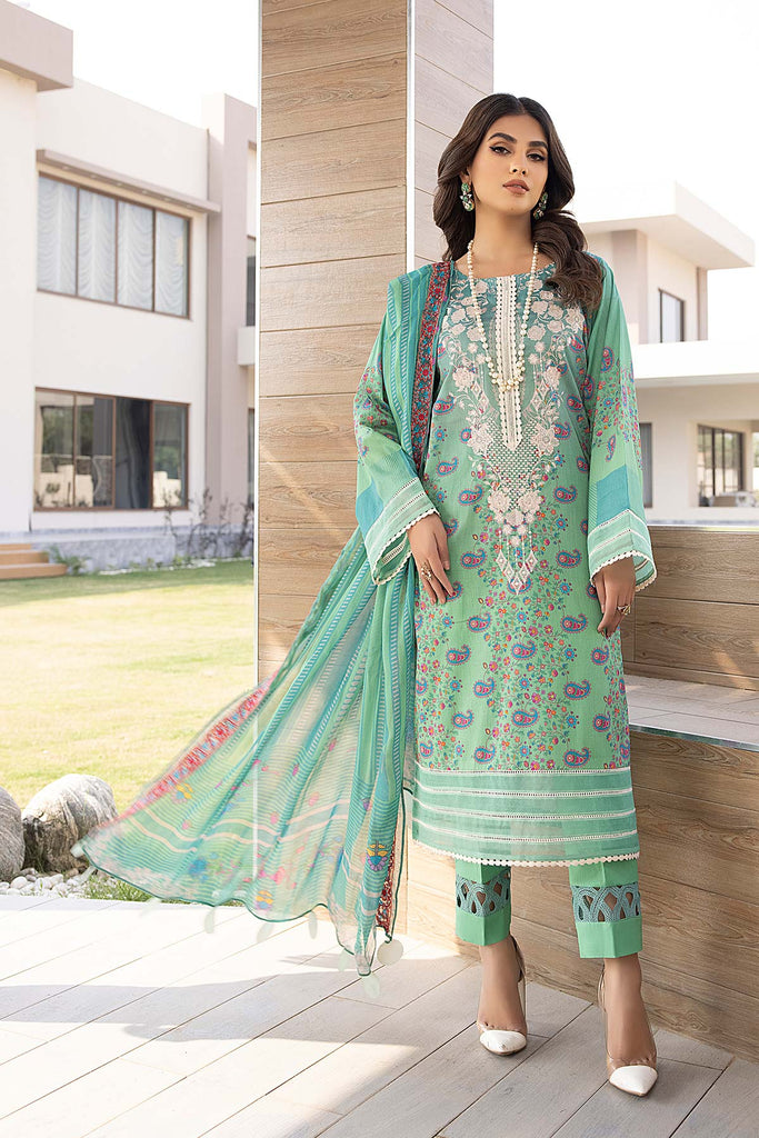 Charizma Combinations – Embroidered Lawn Suit with Embroidered Chiffon Dupatta CC22-12