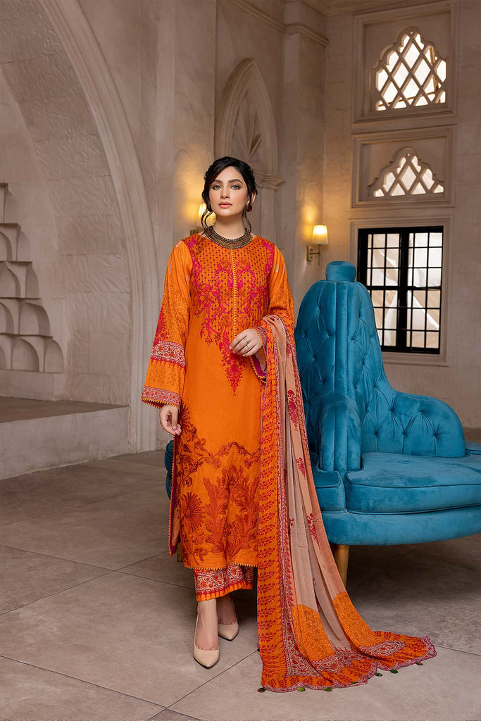 Charizma aniiq · Embroidered Lawn Suit With Embroidered Chiffon Dupatta – ANS-21