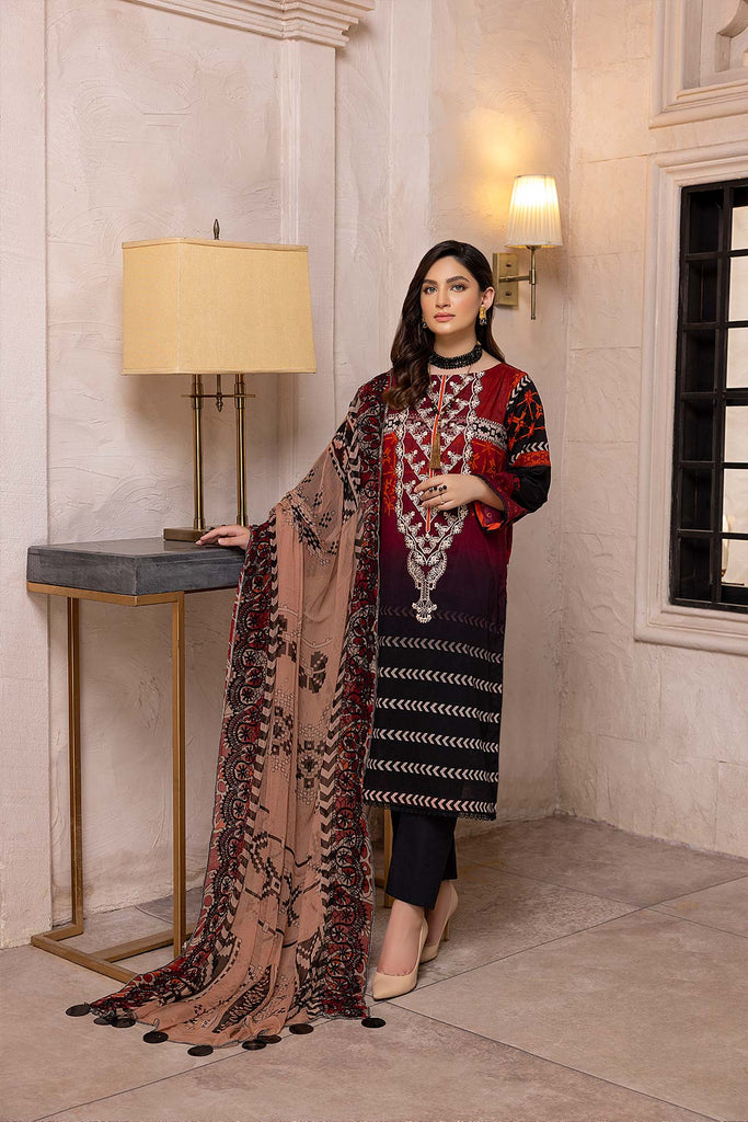 Charizma aniiq · Embroidered Lawn Suit With Embroidered Chiffon Dupatta – ANS-22