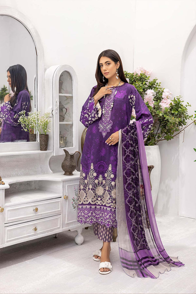 Charizma aniiq · Embroidered Lawn Suit With Embroidered Chiffon Dupatta – ANS-23