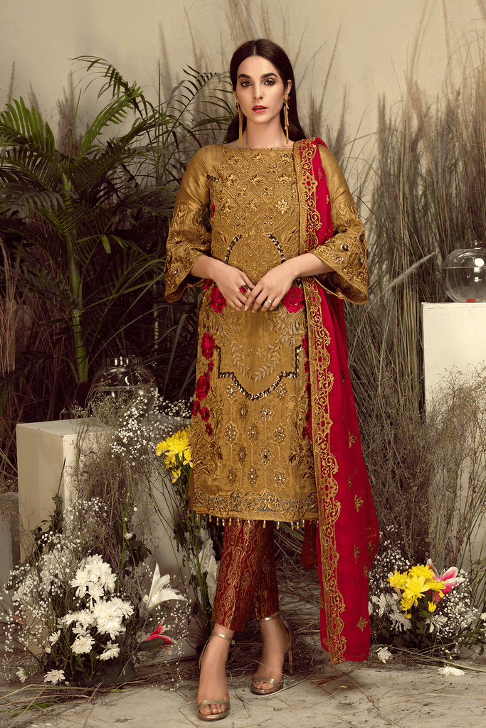 Imrozia Orabelle Embroidered Chiffon Collection 2019 – 02 Saffron Dream