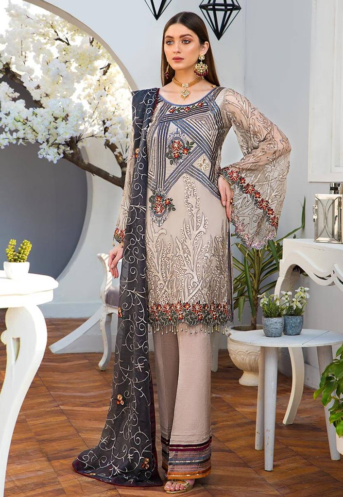 Maryam's Gold Luxury Embroidered Chiffon Collection Vol 6 – MG-70 Salvia